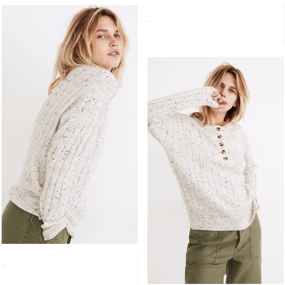 Madewell Donegal Bowden Henley 1/4 Button Wool Sweater Size S - Picture 2 of 11
